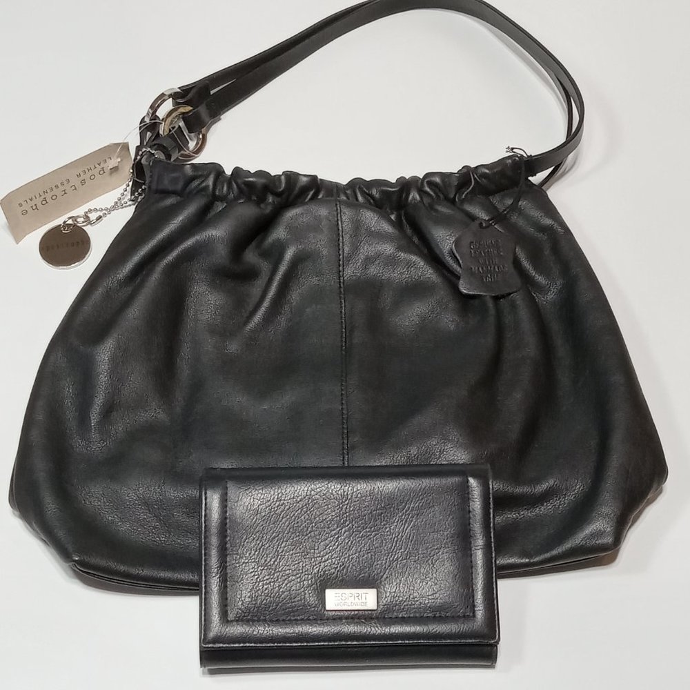 Apostrophe Black Leather Handbag , NEW & gently used Esprit Wallet